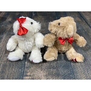 Galerie Hershey Kisses Plush White Brown Bears Valentine Kissing Stuffed Animal